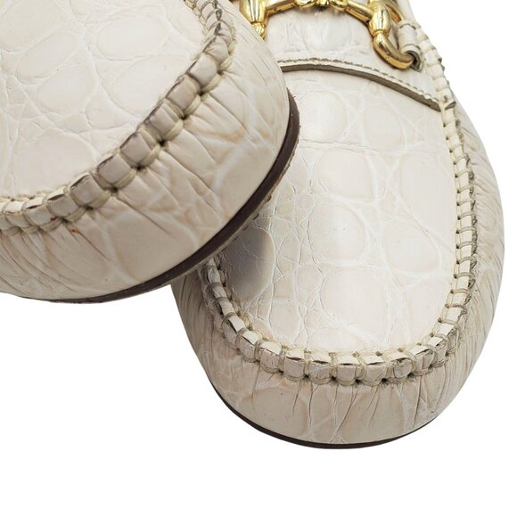 Aldo Brue Men size 11 Beige Crocodile Embossed Leather Driving Loafer shoe Italy - Picture 4 of 11